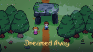 Image issue du jeu vidéo Dreamed Away sur laquelle on voit un petit garçon et une petite fille.